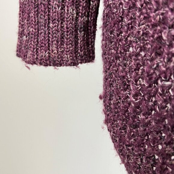 Free People Womens Dylan Tweedy Turtleneck Tunic Sweater Purple Oversized size M - Picture 12 of 16